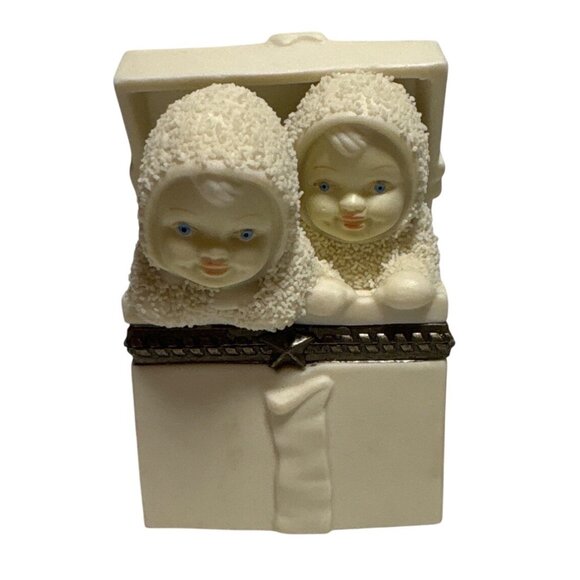 Vintage Dept 56 Snowbabies Bisque Porcelain SURPRISE! Hinged Trinket Gift Box - Picture 1 of 9